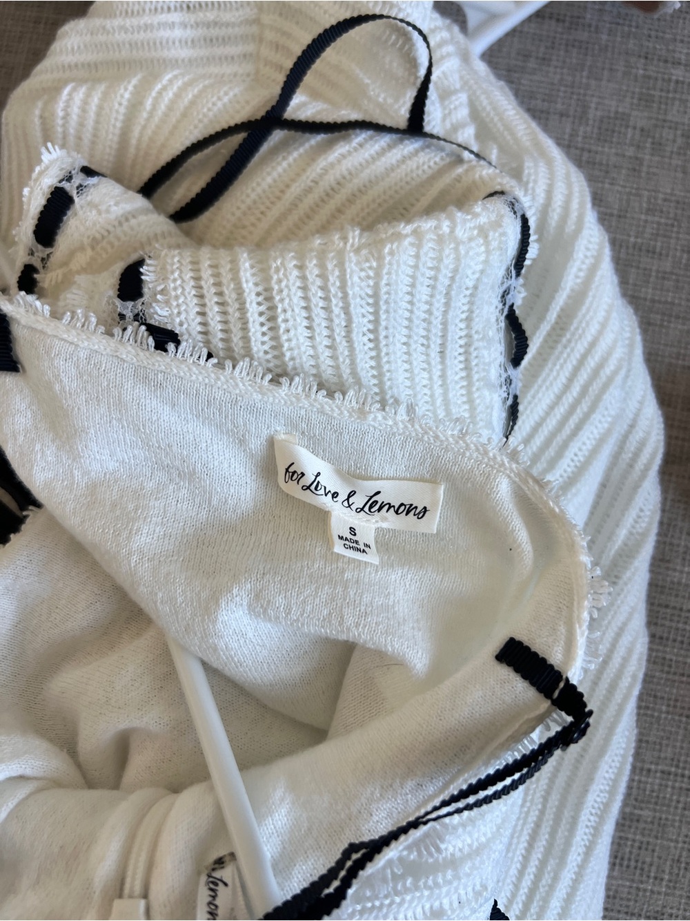 For Love And Lemons White Maxi Dress with Black Trim - Picture 7 of 7